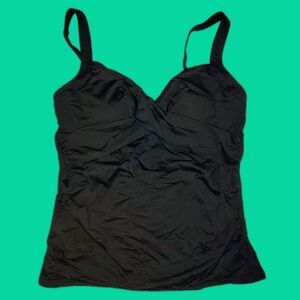 NWT Lands' End V-Neck Wrap Underwire Tankini Swimsuit Top Size 12 UPF 50 Beach